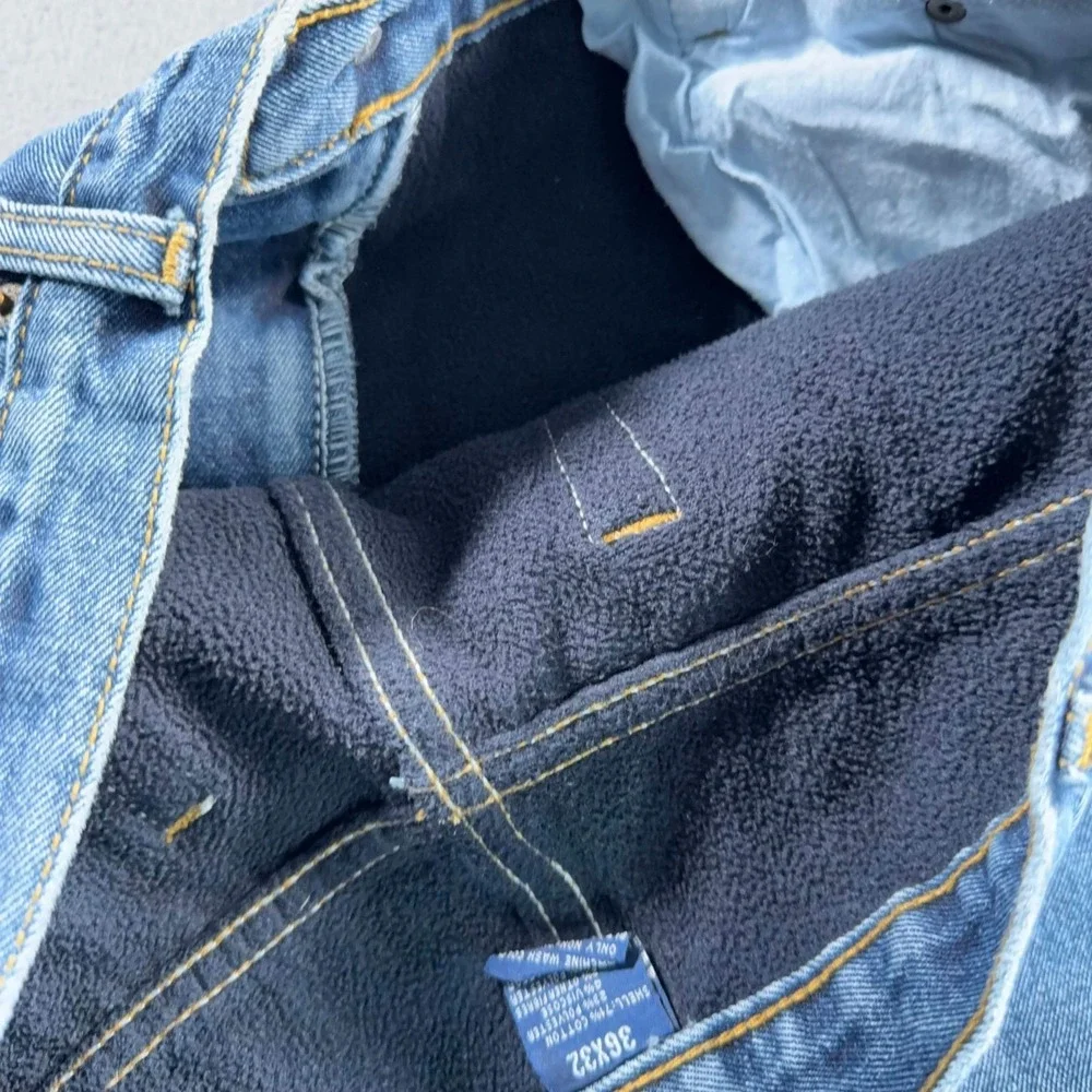 Full Blue Men's Fleece Lined Jeans Outdoor Workwear Denim HB003 Bonded sz 36x32